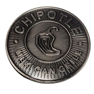 Rare Chipotle Free Burrito (Extra Meat Extra Guac Voucher Coin.Perfect for gifts